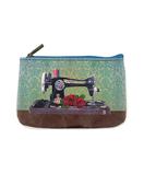 Vintage sewing machine & scissors faux leather small pouch