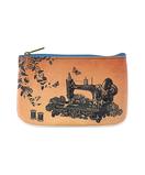 Vintage sewing machine & scissors faux leather small pouch