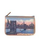 Vintage style New york faux leather pouch-Brooklyn bridge - Mlavi vegan leather
