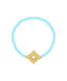 Lacy diamond pendant with glass beads stretch bracelet