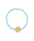 Lacy flower pendant with glass beads stretch bracelet