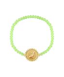 Reversible charm glass beads stretch bracelet-Dolphin v.s. optimism