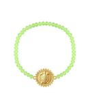 Reversible charm glass beads stretch bracelet-Turtle v.s. wisdom - Mlavi vegan leather