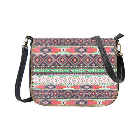 Aztec print vegan faux leather cross body bag