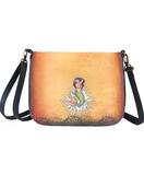 Retro tattoo mermaid print faux leather cross body bag