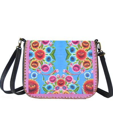 Daniella Mexican oilcloth inspired flora pattern vegan leather cross body bag - Mlavi
 - 1
