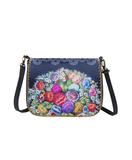 Flower print faux leather cross body bag