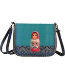 Nesting doll Ukraine print faux leather cross body bag