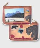 Alberta faux leather printed pouch-bear & landscape