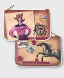 Alberta faux leather printed pouch-horse & cowgirl