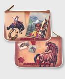 Alberta faux leather printed pouch-cowboy & horse