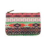 Aztec print vegan faux leather small pouch coin purse