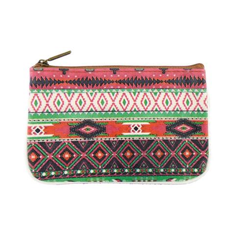 Aztec print vegan faux leather small pouch coin purse