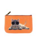 Cool cat with sunglass faux leather printed pouch - Mlavi
 - 1