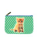 Green eye kitten faux leather printed pouch - Mlavi

