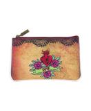 Retro tattoo burning heart print faux leather pouch - Mlavi vegan leather