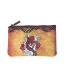 Retro tattoo koi fish & cherry blossom print faux leather pouch