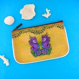 Tattoo style love seahorses print faux leather printed pouch - Mlavi
 - 1