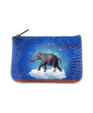 Whimsical elephant print faux leather pouch