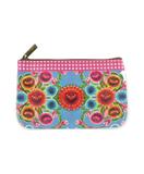 Mexican oilcloth inspired flora pattern vegan leather pouch