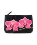 Orchid flower print faux leather pouch