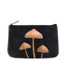 Mushroom print faux leather pouch