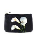 Calla Lily flower print faux leather pouch