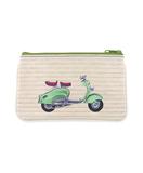 Retro scooter print faux leather pouch