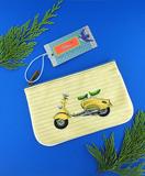 Retro scooter print faux leather pouch
