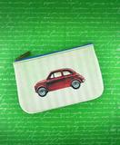 Retro Fiat car print faux leather pouch
