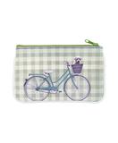 Retro bicycle print faux leather pouch - Mlavi vegan leather