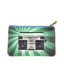 Retro boombox & cassette print faux leather pouch