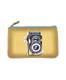 Retro camera print faux leather pouch - Mlavi vegan leather