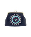 Abigail Ikat print faux leather kiss lock frame coin purse