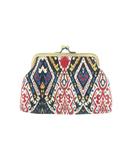 Amalia Ikat print faux leather kiss lock frame coin purse
