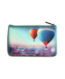 Poetic photography and inspiration quote faux leather pouch-dogwood flower & hot air balloon - Mlavi vegan leather