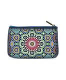 Moroccan print faux leather pouch
