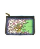 Boston vintage map & lobster print faux leather pouch