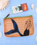 Mermaid & moonlight ocean print faux leather pouch - Mlavi
 - 1