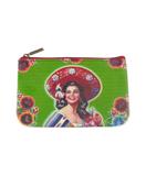 Retro Mexican calendar girl faux leather printed pouch - Mlavi
 - 1