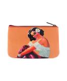 Retro Mexican calendar girl faux leather printed pouch - Mlavi
 - 1