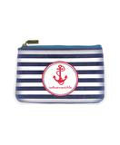 Indestructible anchor print faux leather pouch