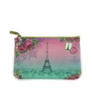 Paris Eiffel tower & Macaron cookie print faux leather pouch
