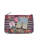 Vintage looking faux leather Paris Eiffel Tower print pouch
