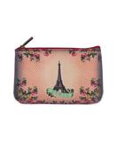 Vintage looking faux leather Paris Eiffel Tower print pouch