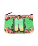 Vintage looking faux leather Paris Eiffel Tower print pouch