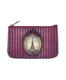 Vintage looking faux leather Paris Eiffel Tower print pouch