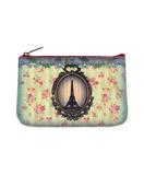 Vintage looking faux leather Paris Eiffel Tower print pouch