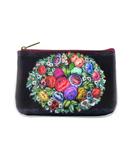 Flower print faux leather pouch
