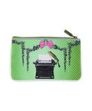 Bird on typewriter print faux leather pouch